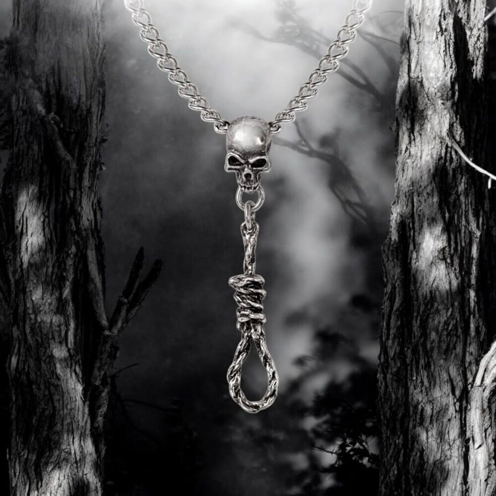 Alchemy Gothic ✦ Skull Noose Necklace ✦ Antiqued Pewter Pendant on 18" Chain NWT